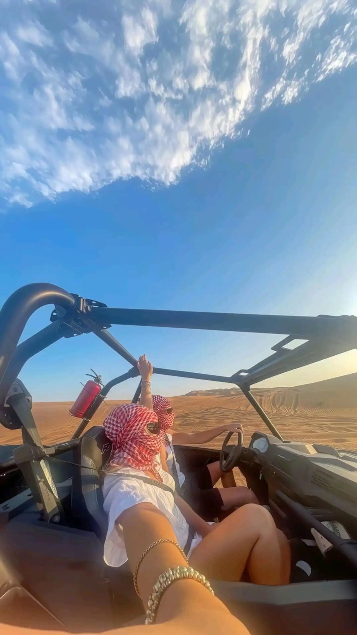 Passenger's view from inside an off-road buggy